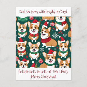 Carte Postale Noël Cute Corgi personnalisable