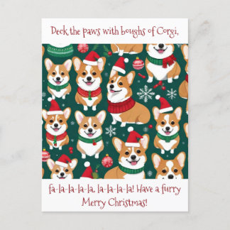 Carte Postale Noël Cute Corgi personnalisable