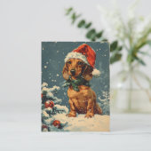 Carte Postale Noël Dachshund (Debout devant)