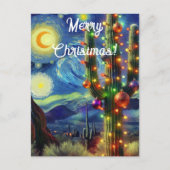 Carte Postale Noël dans le désert Sud-Ouest Saguaro Cactus (Devant)