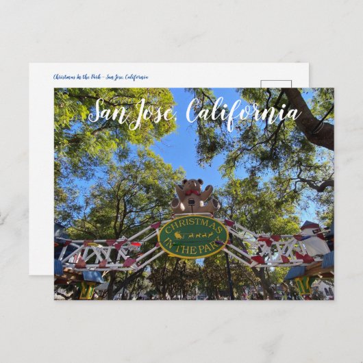 Carte Postale Noël dans le parc - San Jose, CA (Devant / Derrière)
