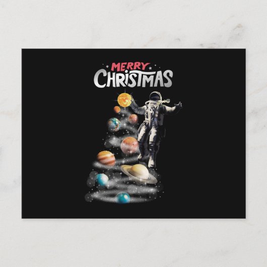 Carte Postale Noël dans le système solaire spatial L'astronaute  (Devant)