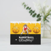 Carte Postale Noël de basket-ball avec le Père Noël (Debout devant)