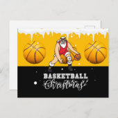 Carte Postale Noël de basket-ball avec le Père Noël (Devant / Derrière)