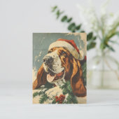 Carte Postale Noël de Basset Hound (Debout devant)