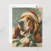 Carte Postale Noël de Basset Hound (Devant / Derrière)