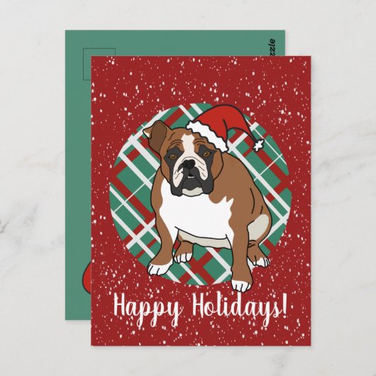 Carte Postale Noël de Bulldog anglais (Devant / Derrière)