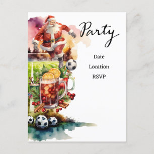 Carte Postale Noël de football avec le Père Noël jouant au ballo