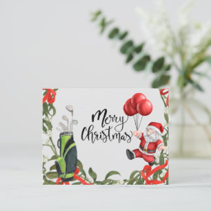Carte Postale Noël de golf avec le golf du Père Noël