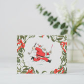 Carte Postale Noël de golf avec le golf du Père Noël (Debout devant)