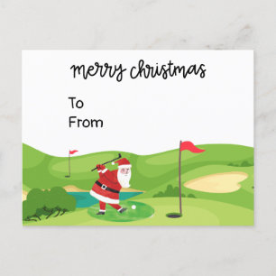 Carte Postale Noël de golf avec le Père Noël pour golfeur drôle