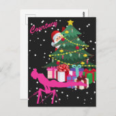 Carte Postale Noël de gymnaste : Père Noël Me Apportez Gymnastiq (Devant / Derrière)