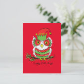 Carte Postale Noël de hibou mignon drôle pour les enfants (Debout devant)