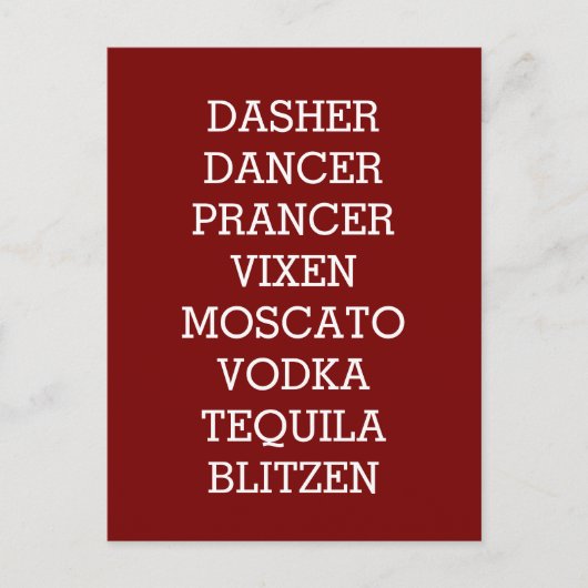 Carte Postale Noël de la boisson amusante (Devant)