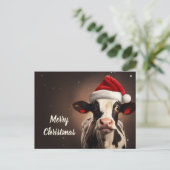 Carte Postale Noël de la vache du Père Noël (Debout devant)