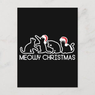 Carte Postale Noël de Meowy, Mignonne Père Noël Chats Saison de