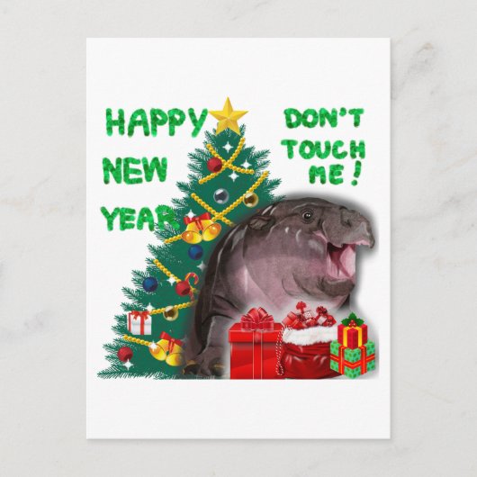 Carte Postale Noël de Moo Deng Hippo (Devant)