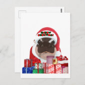 Carte Postale Noël de Moo Deng Hippo (Devant / Derrière)