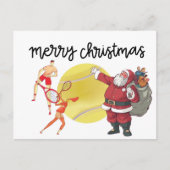 Carte Postale Noël de tennis avec le Père Noël (Devant)