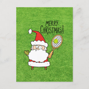 Carte Postale Noël de tennis avec le Père Noël jouant au ballon