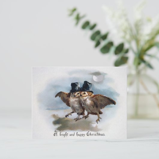 Carte Postale Noël des Chouettes victoriennes (Debout devant)