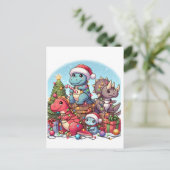 Carte Postale Noël des dinosaures , (Debout devant)