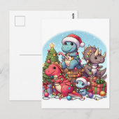 Carte Postale Noël des dinosaures , (Devant / Derrière)