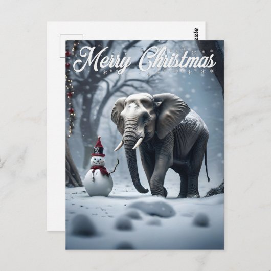 Carte Postale Noël des éléphants (Devant / Derrière)
