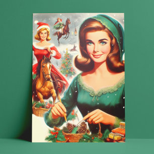 Carte Postale Noël des Filles Vintage
