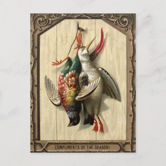 Carte Postale Noël des oiseaux morts victoriens (Devant)