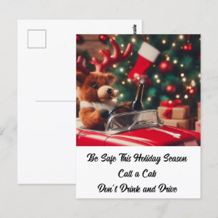 Carte Postale Noël des rennes ivres Ne buvez pas et ne conduisez
