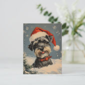 Carte Postale Noël des Schnauzer miniatures (Debout devant)