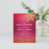 Carte Postale Noël d'hiver Mariage rouge Enregistrer la date (Debout devant)