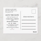 Carte Postale Noël d'hiver Mariage rouge Enregistrer la date (Dos)