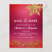 Carte Postale Noël d'hiver Mariage rouge Enregistrer la date (Devant)