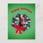 Carte postale Noël Doberman Wreath Bow (Devant)