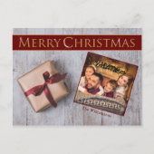 Carte Postale Noël d'or présent sur le pont de neige photo (Devant)