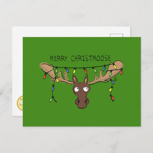 Carte Postale Noël drôle Moose Cute (Devant / Derrière)