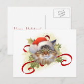 Carte postale Noël du chat Maine Coon (Devant / Derrière)