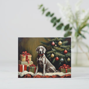 Carte Postale Noël du chien Weimaraner