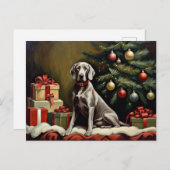 Carte Postale Noël du chien Weimaraner (Devant / Derrière)