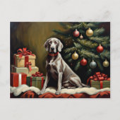 Carte Postale Noël du chien Weimaraner (Devant)