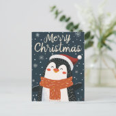 Carte Postale Noël du mignon pingouin (Debout devant)