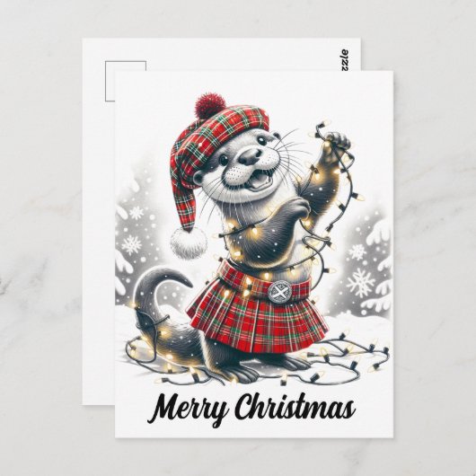 Carte Postale Noël écossais Otter Noël (Devant / Derrière)