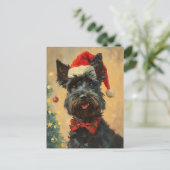 Carte Postale Noël écossais Terrier (Debout devant)