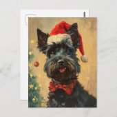 Carte Postale Noël écossais Terrier (Devant / Derrière)