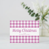 Carte Postale Noël Écriture Plaid Rose Moderne (Debout devant)