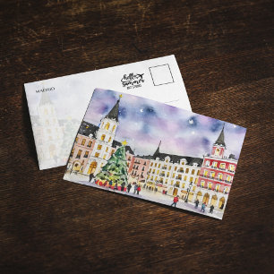 Carte postale Noël en Aquarelle de Madrid