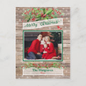 Carte Postale Noël en bois Rustique Holly Snowflake Famille (Devant)