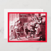 Carte Postale Noël en famille drôle, enfants excités parents fat (Devant / Derrière)